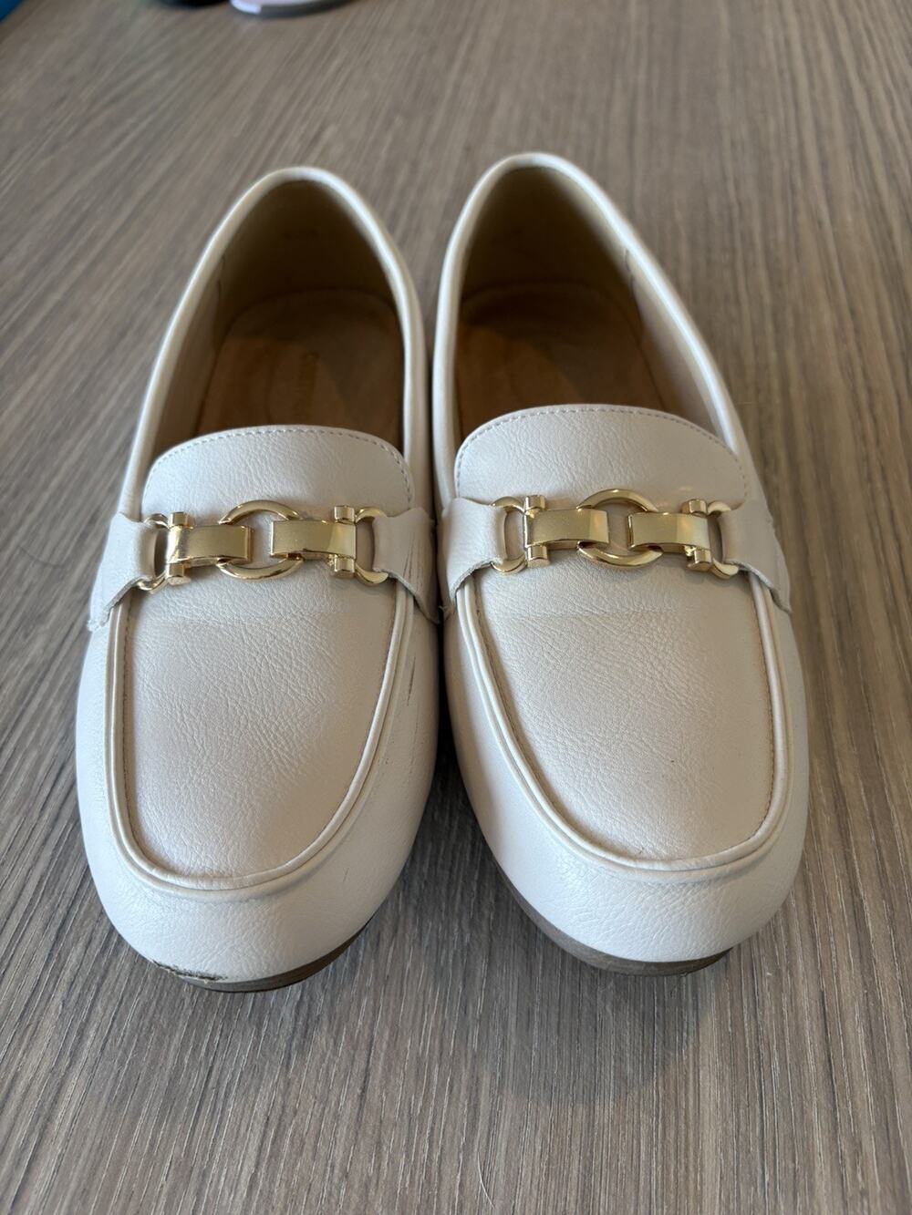 Cvistpieo Loafers Women's 9.5W Beige Napa Leather Slip On Casual Office
